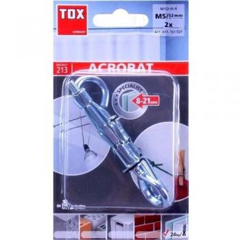 TOX 035701521: Pack de 2 Tacos Metálicos ACROBAT M5x52 S mm con Gancho MHD-H-R para Espacios Huecos