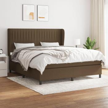 Cama box spring suave con colchón marrón oscuro 160x200 cm Tela
