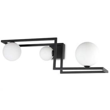 Lámpara de Techo Moderna Angolo 3 Luces con Difusores Esféricos Negra