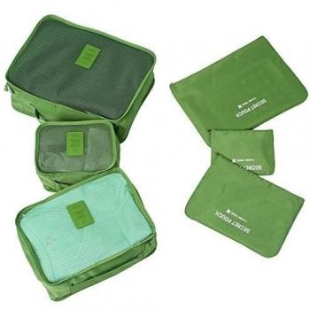 Molain 6-en-1 Set de Organizador de Equipaje, Impermeable Organizador de Maleta Bolsa para Ropa Sucia de Viaje, Material Nylon