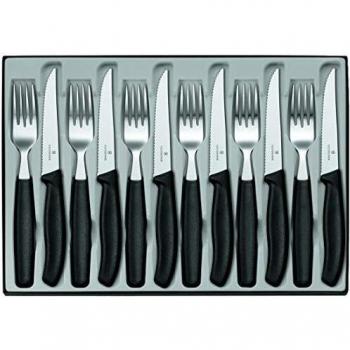 Set de 12 utensilios para steak Victorinox Swiss Classic, acero inoxidable, negro