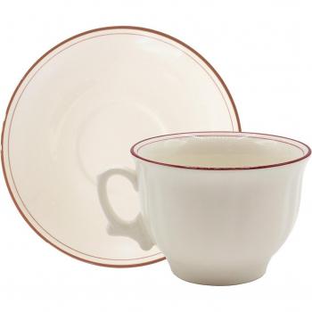 Taza de desayuno con plato Ochavado Basic Rosa La Cartuja de Sevilla