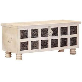vidaXL Storage Box White 110x40x45 cm Solid Acacia Wood