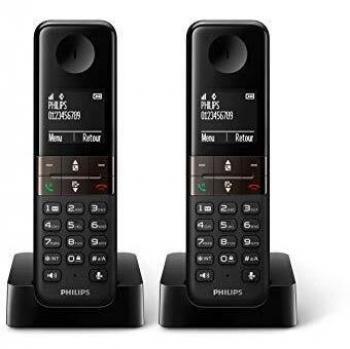 Philips D4702B/34 - Pack de 2 Teléfonos Fijos Inalámbricos