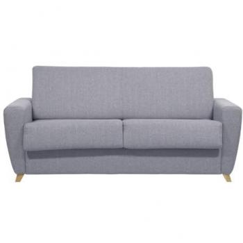 Sofá convertible nórdico gris claro GRAHAM con colchón de 18 cm y estructura de madera clara