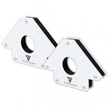 STAHLWERK 2x escuadra magnética de soldadura imán de soldadura 45°/ 90°/ 135°, adherencia 75 lbs/ 34 kg, blancas