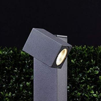 Bolardo luminoso LED Lucande Lorik con cabezal flexible, moderno, negro, hecho de aluminio, 1 llama, ideal para iluminación de senderos y balizas