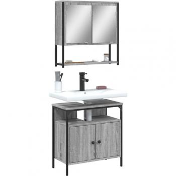 Conjunto de muebles de baño 2 piezas gris Sonoma madera contrachapada multicapa