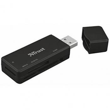 Trust Nanga 21935 - Lector de Tarjetas Externo USB 3.1, Compatible con SD/Micro SD/M2/MS, Tamaño Compacto, Color Negro