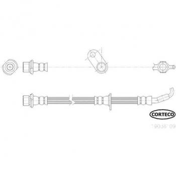 Latiguillo de freno CORTECO 19036109 - Manguera flexible para el sistema de frenos, fabricada en materiales resistentes a la presión y al desgaste, compatible con diferentes modelos de vehículos, incluye conexiones adecuadas para una