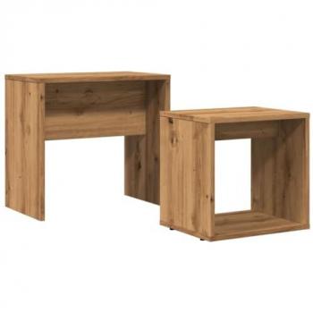 Mesas de centro apilables 2 uds madera ingeniería roble artisan