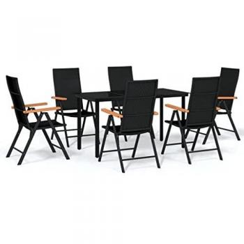 7-Piece Black Garden Dining Set