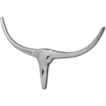 vidaXL Cabeza de Toro material Decorativa para Pared 75 cm Aluminio Plateada