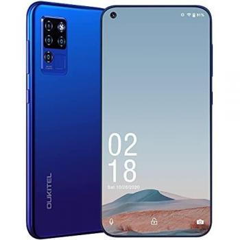 Teléfono Móvile Libre 4G, Teléfono Celular OUKITEL C21 Moviles Baratos y Buenos Android 10, Smartphone 64GB+4GB, 6.4 Pantalla Perforada 1080P, Cámara 20MP+16MP Dual SIM, 4000 mAh Bateria, Azul