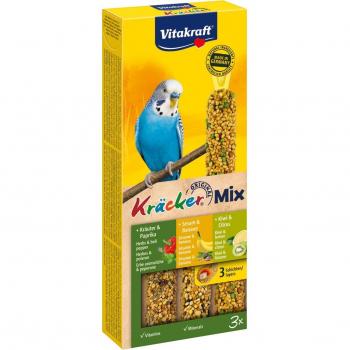 Vitakraft Kräcker Trio-Mix Periquitos - Barritas con Sésamo, Hierbas y Kiwi