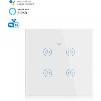 Interruptor Wifi Smarthome 4 pulsadores con compatibilidad para Amazon Alexa y Google Home
