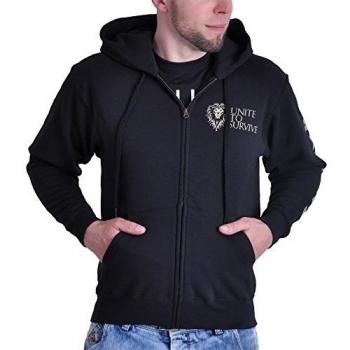 Warcraft chaqueta con capucha de la película logotipo de la Alianza con estampado en la espalda mangas estampadas color negro - M