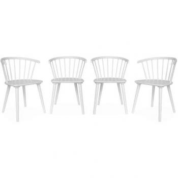 Set de 4 sillas blancas de madera y contrachapado Paula, medidas 51x53x75 cm