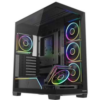 Caja para ordenador Modecom Volcano Stellar Plus ARGB Midi 5F, color negro (ATX, mATX, Mini-ITX)