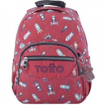 Mochila Escolar Totto Tempera con Estampado de Cohetes en Color Negro