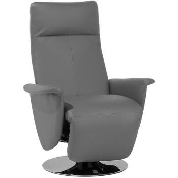 Sillón Reclinable de Piel Sintética Negra con Base de Metal Gris, Reposapiés Extraíble y Respaldo Alto