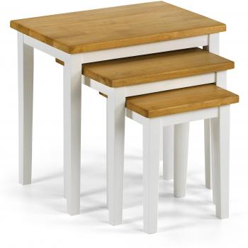 Julian Bowen Cleo – Juego de mesas Nido en Dos Tonos, de Madera – Roble/Blanco