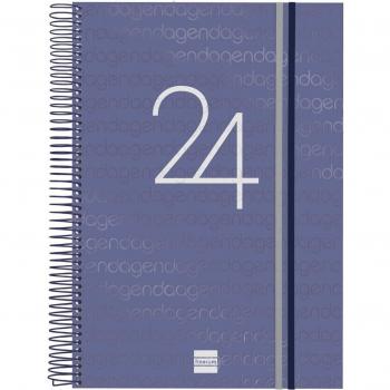 Finocam Agenda Espiral Year 2024 E40 Azul Enero-Diciembre 210x297mm 1 Día por Página Español