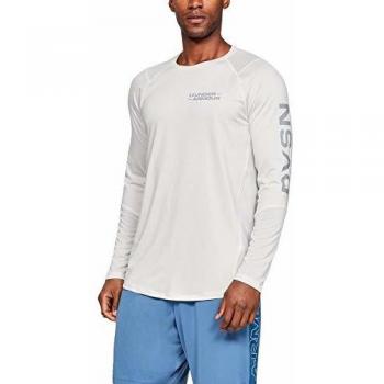 Under Armour Mk1 LS Graphic Camiseta de Manga Larga, Hombre, Blanco