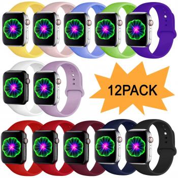 DCMEKA Correa Compatible con Apple Watch 38mm 42mm 40mm 44mm, Correa de Repuesto de Silicona Suave para Apple Watch Series 5/4/3/2/1, S/M, M/L