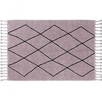 Lorena Canals Alfombra Lavable Bereber Algodón Natural - Rosa Palo, Negro - 140x200 cm