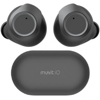 Muvit iO Smart True Wireless Urban ENC Auriculares Bluetooth con Estuche de Carga, Autonomía 5h, Color Negro