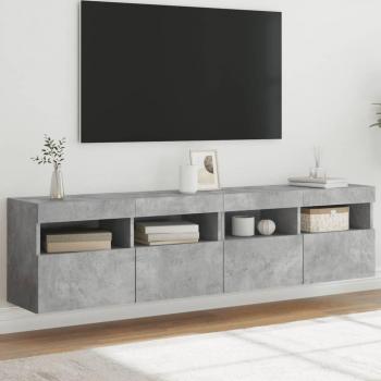 Mueble de TV de pared con luces LED, 2 unidades, dimensiones 80x30x40 cm, color gris hormigón