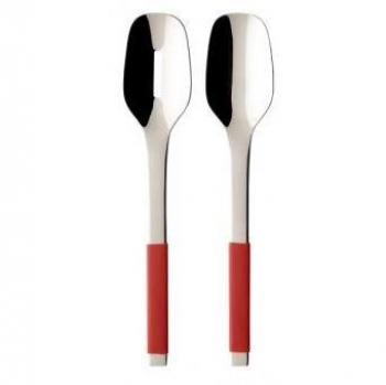 Cubierto para ensalada Villeroy & Boch S+ Cranberry, 2 piezas, acero inoxidable con mango de silicona roja