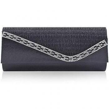 Damara Diseño De Pliegue Mujer Embrague De Cartera De Hombro Bolso De Mano,Negro