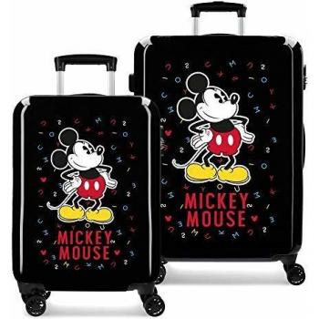 Disney Have a good day Mickey Juego de maletas Negro 55/68 cms Rígida ABS Cierre combinación 104L 4 Ruedas dobles Equipaje de Mano