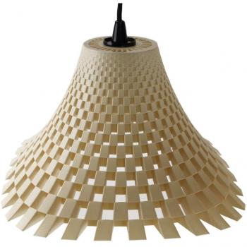 Lámpara colgante de diseño Flechtwerk en color crema con forma de embudo