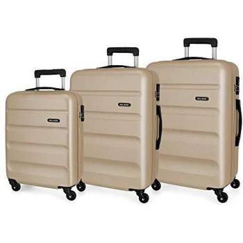 Roll Road Flex Juego de Maletas Beige 54/64/74 cms Rígida ABS Cierre combinación 182L 4 Ruedas Equipaje de Mano
