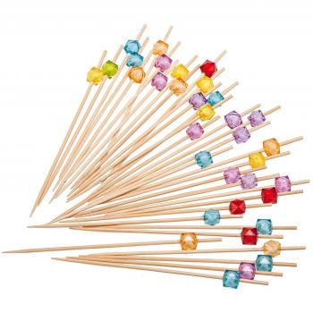 PuTwo Palillos Para Cócteles Decoración de Pastel Tartas Hecho a Mano Palillos Madera 100 Piezas para Cóctel Compleaños Fiesta y Boda Decoración - Múltiples colores