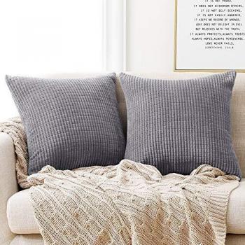 Deconovo Funda para cojin Almohada Decorativa Prodector del Sofa Silla 2 Piezas 50x50cm Gris Claro