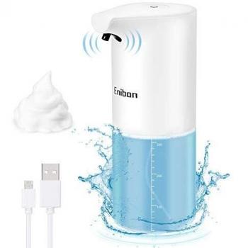 Enibon Dispensador Automático de Jabón, 350ML Dosificador Jabón Inteligente Sensor de Movimiento por Infrarrojo, Manos Libre Dispensador Gel de Baño para Hogar, Oficina, Baño, Hotel