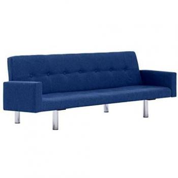 SengentoStyle Slaapbank met armleuning polyester blauw