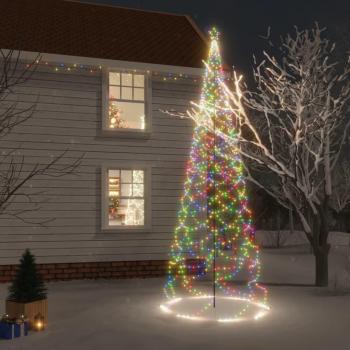 Árbol de Navidad con poste de metal y 1400 LEDs de colores de 5m
