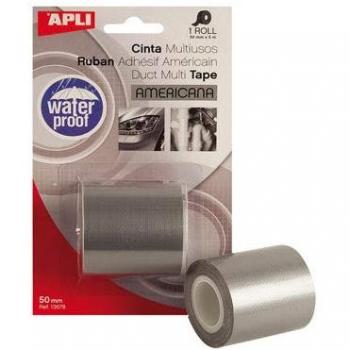 APLI Cinta Americana Multiusos 1367850MM*5MIMPERMEABLERESISTENTE A 80ºPLATEADA