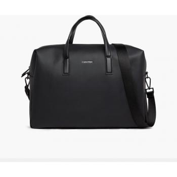 Calvin Klein Ck Must Weekender Bolso De Lona Con Bandolera Ck Piqué Negro