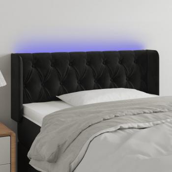 Cabecero LED de terciopelo negro 103x16x78/88 cm