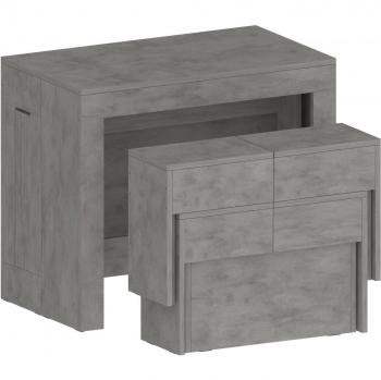 Conjunto de mesa y sillas Auditore, multiusos con consola y 2 bancos extensibles, 100% Made in Italy, 66x25h45 cm, gris