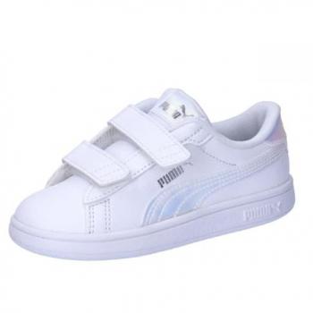 Zapatillas Puma Smash 3.0 Holo 2.0 para Niños - Blanco / Mauve Mist / Plata, Talla 21, Planas, con Cordones, Casual, Moda Infantil