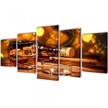 vidaXL Set Decorativo de lienzos para la Pared Modelo Whisky y Puro, 100 x 50 cm