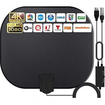 2022 Más Nuevo Antena de TV Interior,420KM Rango Amplificador de Señal Inteligente Antena de TV Digital para Interiores Canales de TV 1080P 4K Gratuitos,para Todos los Televisores Cable Coaxial de 5M