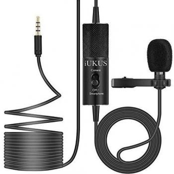 Micrófono de Solapa, Micrófono de Solapa con Condensador omnidireccional Profesional de micrófono de Solapa IUKUS con Cable de 6M / 19FT para cámara/teléfono Inteligente